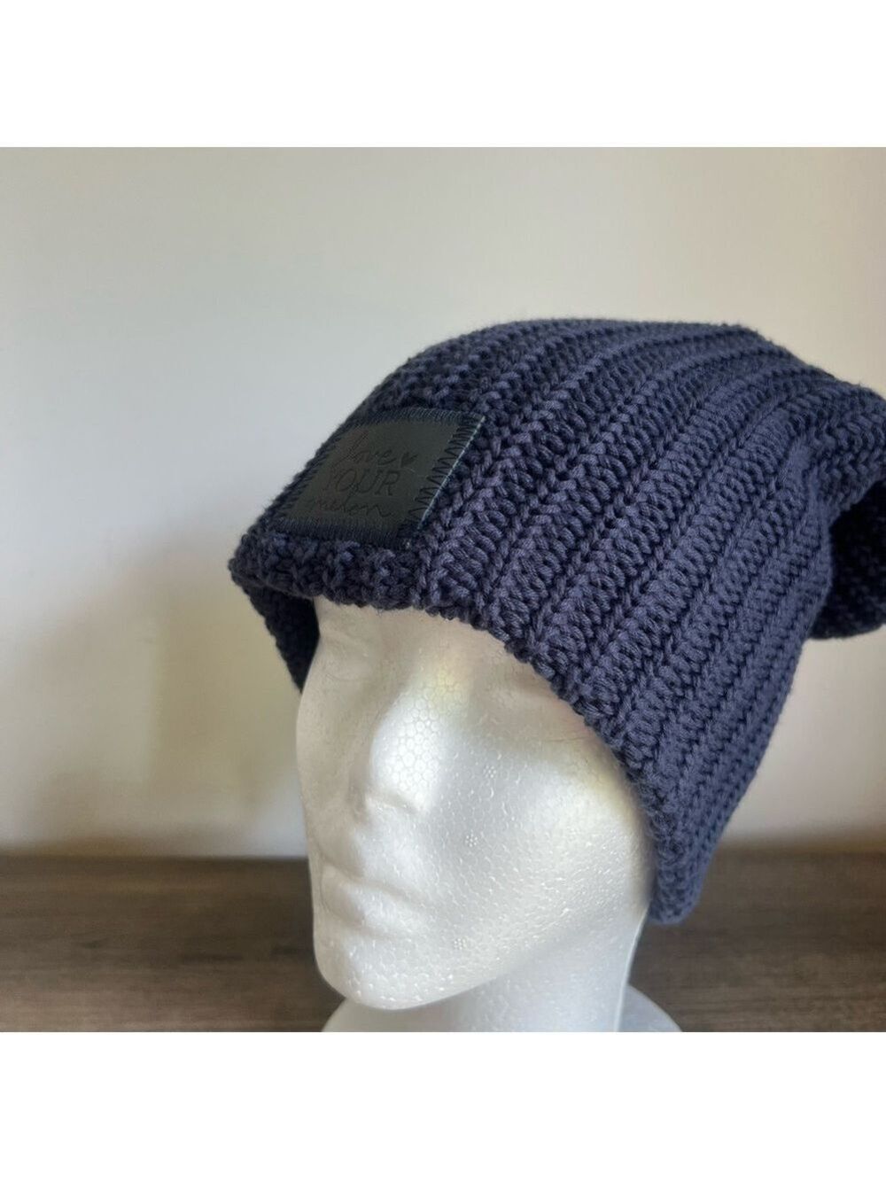 Love Your Melon Monochrome Cable Knit Navy Beanie